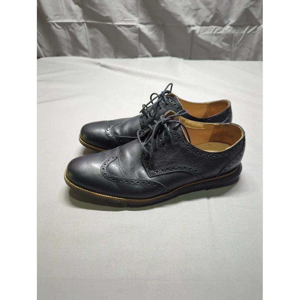 Cole‎ Haan Grand.OS Mens 12 Black Leather Wingtip Oxford Dress Shoes C13412